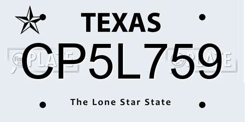 CP5L759 Texas License Plate