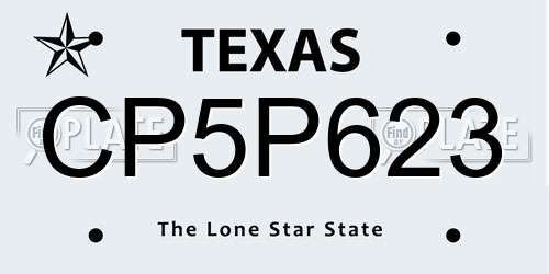 CP5P623 Texas License Plate