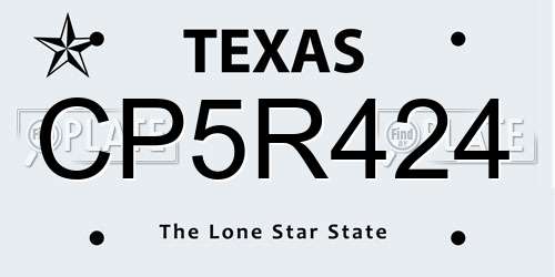 CP5R424 Texas License Plate