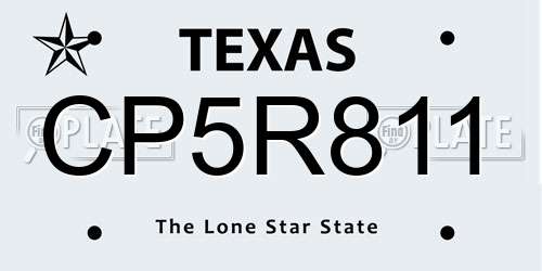 CP5R811 Texas License Plate