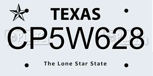CP5W628 Texas License Plate