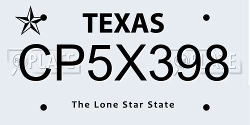 CP5X398 Texas License Plate