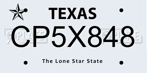 CP5X848 Texas License Plate