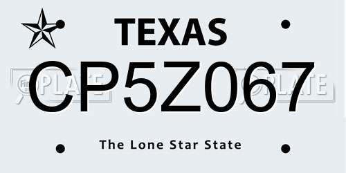 CP5Z067 Texas License Plate