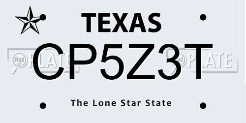 CP5Z3T Texas License Plate