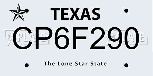CP6F290 Texas License Plate