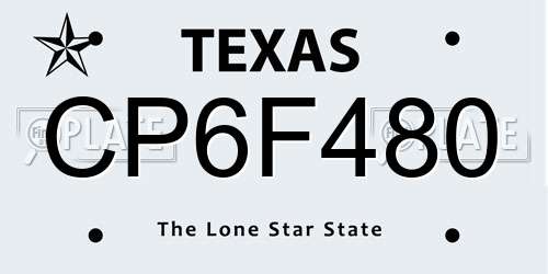 CP6F480 Texas License Plate