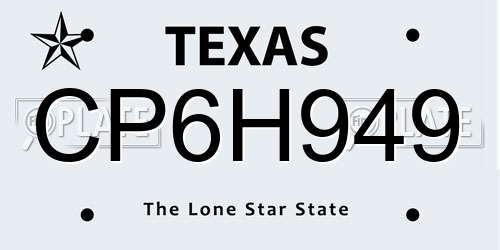 CP6H949 Texas License Plate