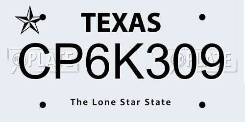 CP6K309 Texas License Plate