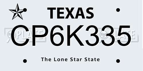 CP6K335 Texas License Plate