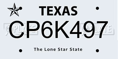 CP6K497 Texas License Plate