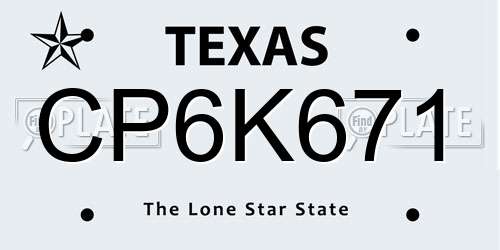 CP6K671 Texas License Plate