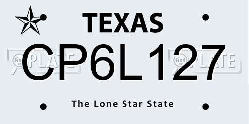 CP6L127 Texas License Plate