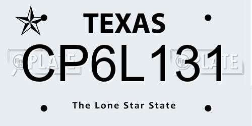 CP6L131 Texas License Plate