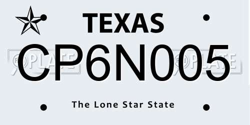 CP6N005 Texas License Plate