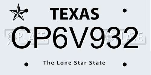 CP6V932 Texas License Plate
