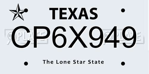 CP6X949 Texas License Plate