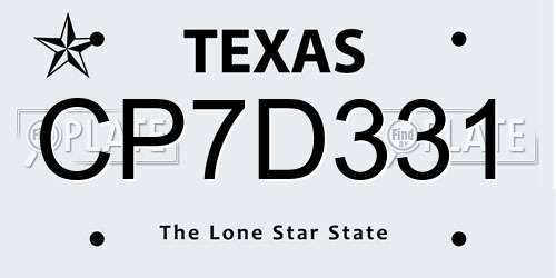 CP7D331 Texas License Plate