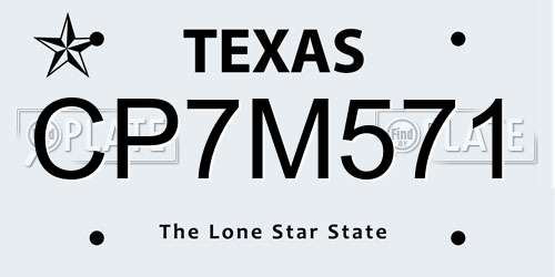 CP7M571 Texas License Plate