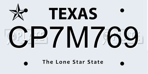 CP7M769 Texas License Plate