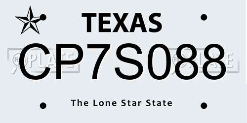 CP7S088 Texas License Plate
