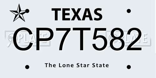CP7T582 Texas License Plate