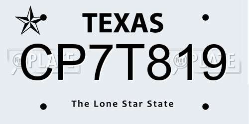 CP7T819 Texas License Plate