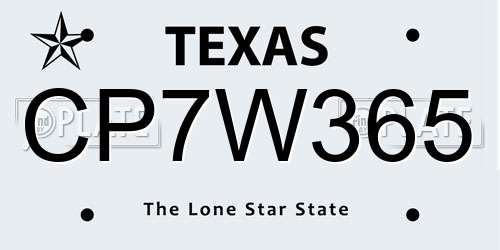 CP7W365 Texas License Plate