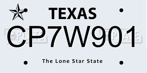 CP7W901 Texas License Plate