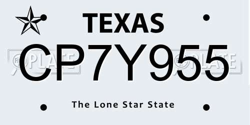 CP7Y955 Texas License Plate