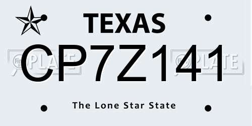 CP7Z141 Texas License Plate