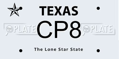 CP8 Texas License Plate