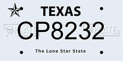 CP8232 Texas License Plate