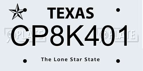 CP8K401 Texas License Plate