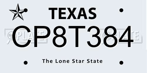 CP8T384 Texas License Plate