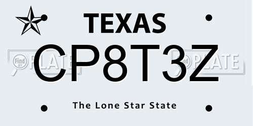 CP8T3Z Texas License Plate