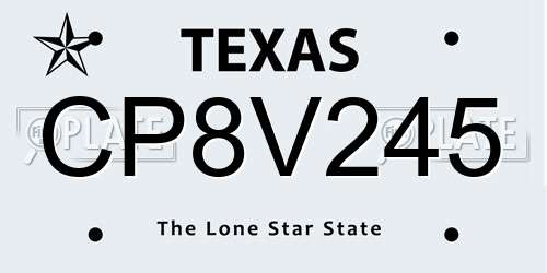 CP8V245 Texas License Plate