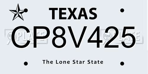 CP8V425 Texas License Plate