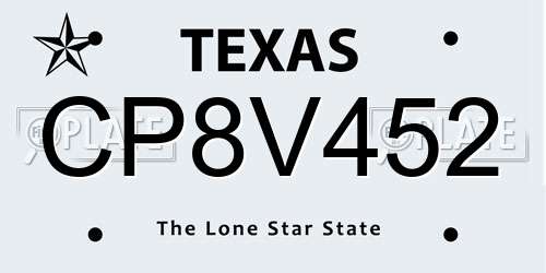 CP8V452 Texas License Plate