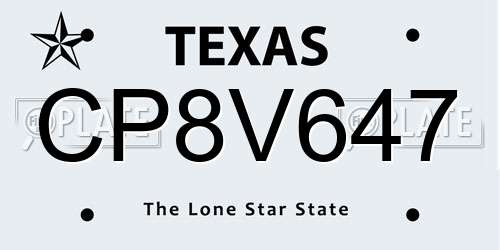 CP8V647 Texas License Plate