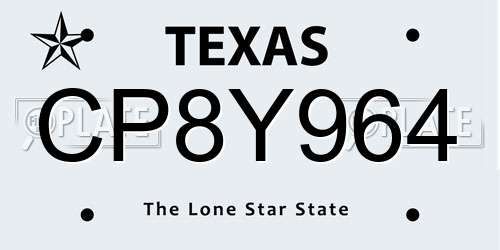 CP8Y964 Texas License Plate