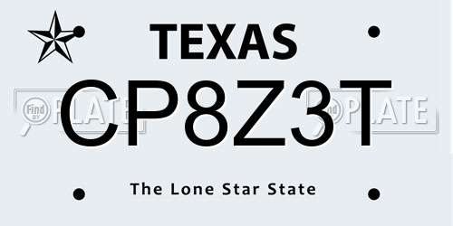 CP8Z3T Texas License Plate