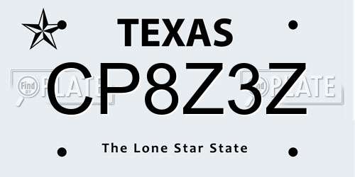 CP8Z3Z Texas License Plate