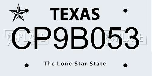 CP9B053 Texas License Plate