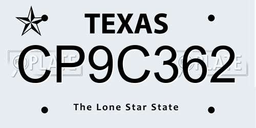 CP9C362 Texas License Plate