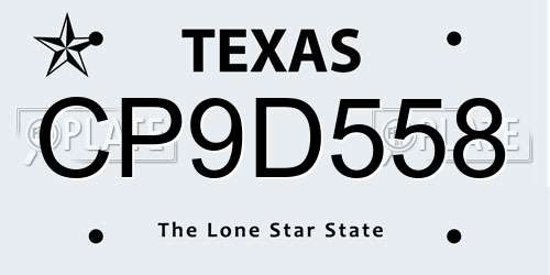 CP9D558 Texas License Plate