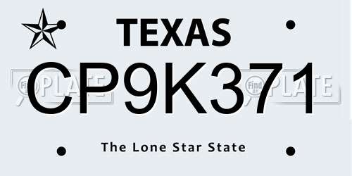 CP9K371 Texas License Plate