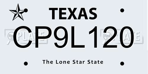 CP9L120 Texas License Plate