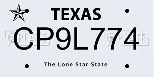 CP9L774 Texas License Plate