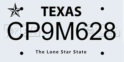 CP9M628 Texas License Plate